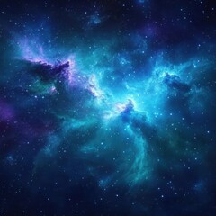 Aufkleber - A mesmerizing cosmic nebula, swirling with vibrant teal and purple hues, scattered with countless twinkling stars across a deep blue expanse of space.  The image evokes a sense of wond : Generative AI