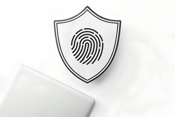Fototapete - Fingerprint & Shield Digital Security Icon