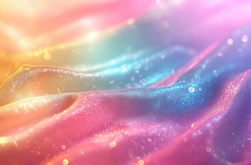 Aufkleber - Pastel pink and blue glitter fabric with soft waves and bokeh lights, ideal for fashion, beauty, or dreamy backgrounds. : Generative AI