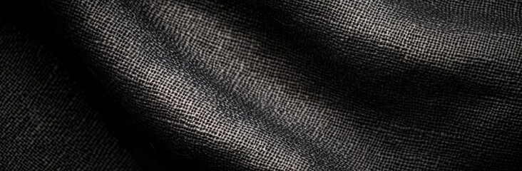 Leinwandbilder - Close-up view of a dark gray textured fabric with a subtle weave pattern, showing the intricate details and soft folds of the material. : Generative AI