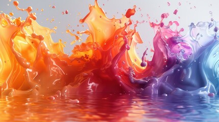 Poster - Vibrant Color Paint Splashes Abstract Background