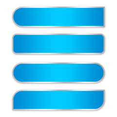 Leinwandbilder - set of blue silver buttons rectangle element png file transparent background