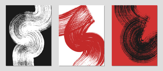 Wall Mural - set of abstract backgrounds. ink brush strokes, patterns, posters, cover.
