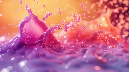Poster - Vibrant Pink and Purple Liquid Splash with Orange Background