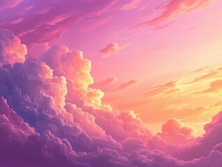 Aufkleber - Vibrant Pink Purple Sunset Cloudscape