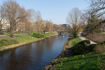 bastion hill city park (bastejkalns park) in riga, latvia