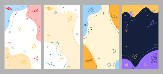 Canvas Print - vector illustration. hand drawn memphis pattern elements and dotted lines. doodle childish backgroun