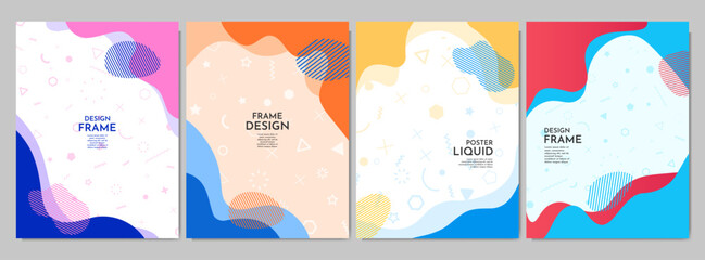 Poster - Vector illustration. Hand drawn memphis pattern doodle shapes and lines. Colorful childish background. Design elements for cover, brochure, magazine, poster, flyer. Trendy abstract colorful style