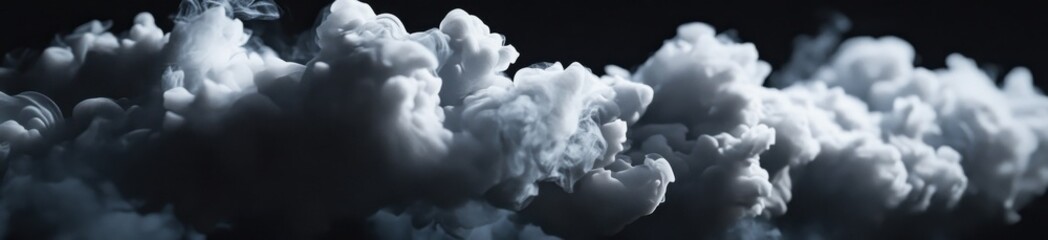 Poster - Abstract image of swirling white smoke against a dark background, creating a dramatic and moody atmosphere.  Perfect for design projects needing a textured, ethereal feel. : Generative AI