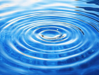 Aufkleber - A single drop creates concentric ripples on a calm, blue water surface, reflecting light and creating a mesmerizing pattern of circular waves. : Generative AI