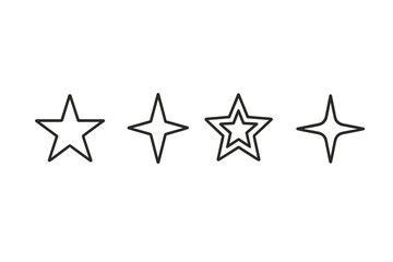 Aufkleber - Vector icon design featuring four varying styles of stars in black outline on a simple background