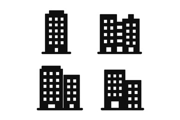 Poster - Vector icon set featuring various building designs suitable for architecture or urban planning projects