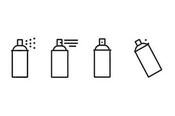 Poster - Vector icon depicting spray paint cans in various stages of use in a creative design context