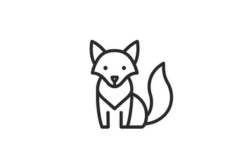 Poster - Vector icon of a sitting fox with a bushy tail in a minimalist style for graphic design projects or digital art
