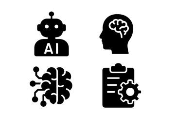 Poster - Conceptual representation of artificial intelligence, human cognition, and data management using vector icons