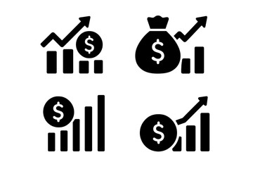 Poster - Vector icons representing financial growth and investment concepts in a simple and bold design style