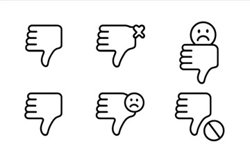 Aufkleber - Vector icons representing negative feedback and disapproval in simple designs suitable for various digital applications
