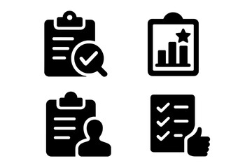 Poster - Vector icons representing task management, analysis, and user interaction for organizational processes