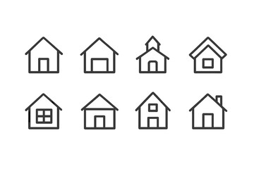 Fototapete - Vector icon set featuring multiple simple house designs and styles for use in various digital applications
