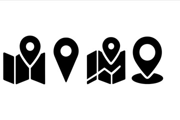 Poster - Vector icons representing location markers and map features in a modern design