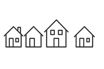 Poster - Vector icon representing various house designs in a minimalist style for architectural or design purposes