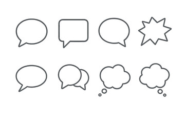 Aufkleber - Vector icons representing speech bubbles, thought clouds, and action bursts designed for digital communication and graphic projects