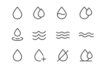 Poster - Vector icons displaying various water droplet designs suitable for web and graphic design projects
