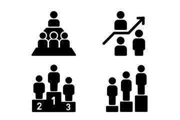 Poster - Icons representing teamwork, achievement, success, and leadership in a corporate environment