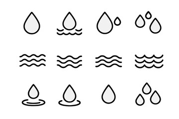 Aufkleber - Various vector icons depicting water droplets and waves suitable for graphic design and web applications