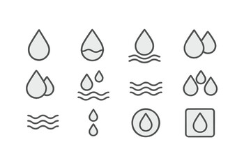 Poster - Vector icons depicting various water droplet designs showcasing different sizes and styles for graphic design applications