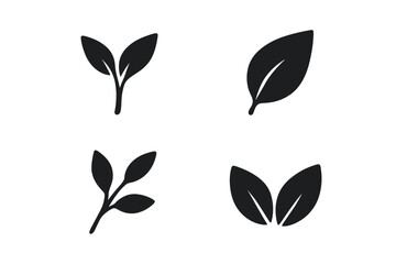 Poster - Vector icons representing various leaf designs suitable for botanical and environmental themes