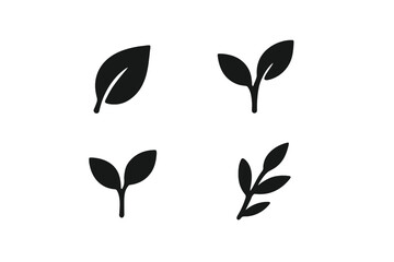 Poster - Collection of vector icons showcasing various leaf and plant designs suitable for nature-themed projects