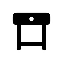Poster - Illustration of a black bedside table with rounded edges and a white knob on the top drawer area