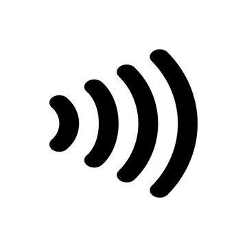 Illustration of four curved lines emanating from a point representing a signal or connection icon design element