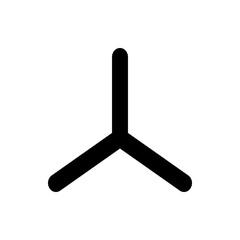 Poster - Black y shaped symbol with rounded ends isolated on white background forming a simple graphic illustration