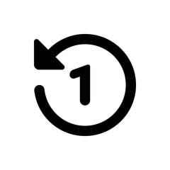 Poster - Black circle with arrow pointing counterclockwise and number one inside representing a step back or undo