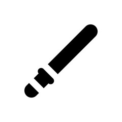 Poster - A simple black baton with a rounded end and a grip near the bottom on a white background image view