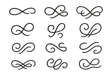 Poster - Elegant vector icons of decorative flourishes ideal for design projects and creative expressions
