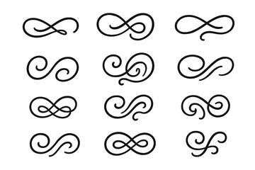 Poster - Vector icons featuring various decorative swirl and infinity designs suitable for graphic elements and creative projects