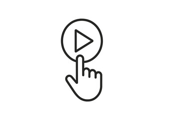 Fototapete - Vector icon depicting a hand pressing a play button, symbolizing the initiation of audio or video content