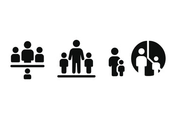Poster - Vector icons representing family dynamics and relationships in a minimalistic style for graphic design projects