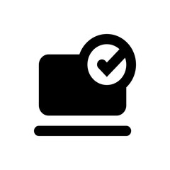 Poster - Black folder icon with a check mark inside a circle positioned on the top right corner of the folder icon