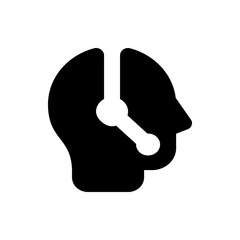 Poster - Silhouette of a head with a clock hand inside, representing time management and productivity concept