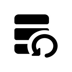 Poster - Database icon with circular arrow indicating a restore or backup process in a simple graphic design style