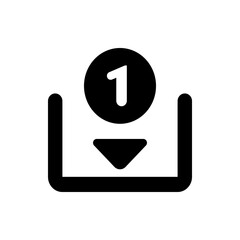 Poster - Black outline of a box with an arrow pointing down and a circle with the number one above it centered