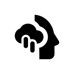Poster - Silhouette of a head with a cloud and two vertical lines inside, symbolizing thoughts or mental state of mind