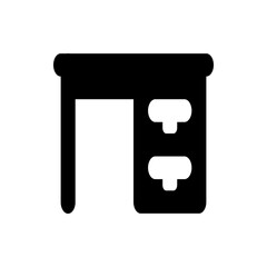Poster - Illustration of a black desk with a visible leg and two drawers on the right side in a simple style