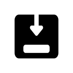 Poster - Black square with rounded corners containing a white arrow pointing down and a white horizontal line at bottom