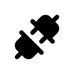 Poster - black disconnected plugs representing a break in connection or a loss of network connectivity icon