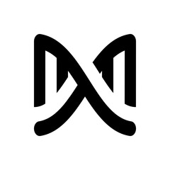 Poster - Illustration of an abstract intertwined shape with rounded edges in black against a white background design element